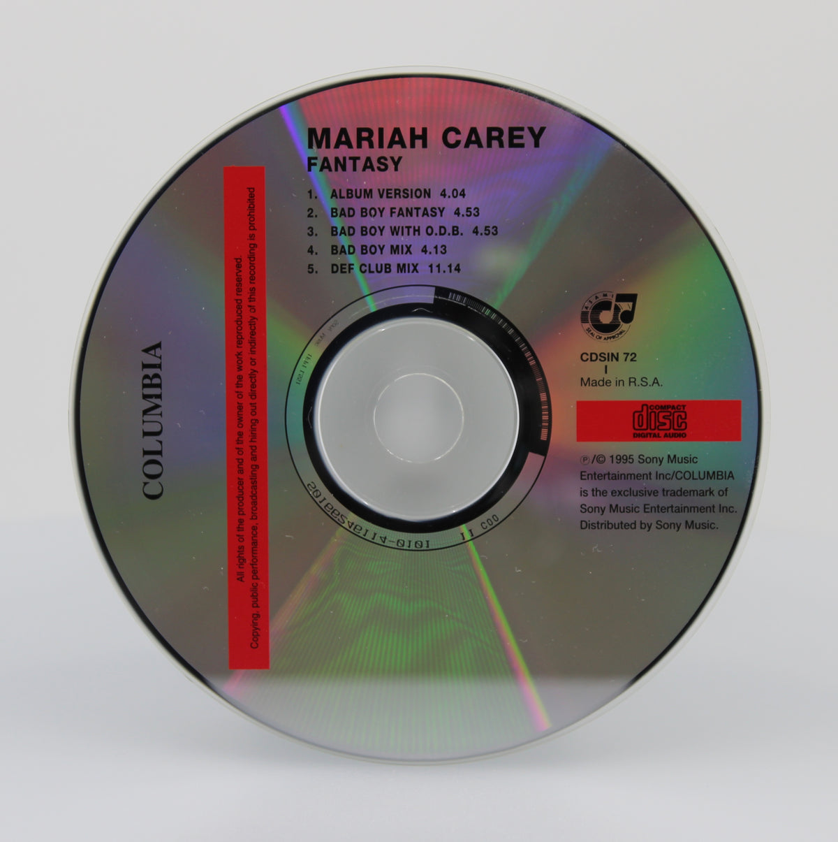 Mariah Carey ‎– Fantasy, CD Single, South Africa 1995