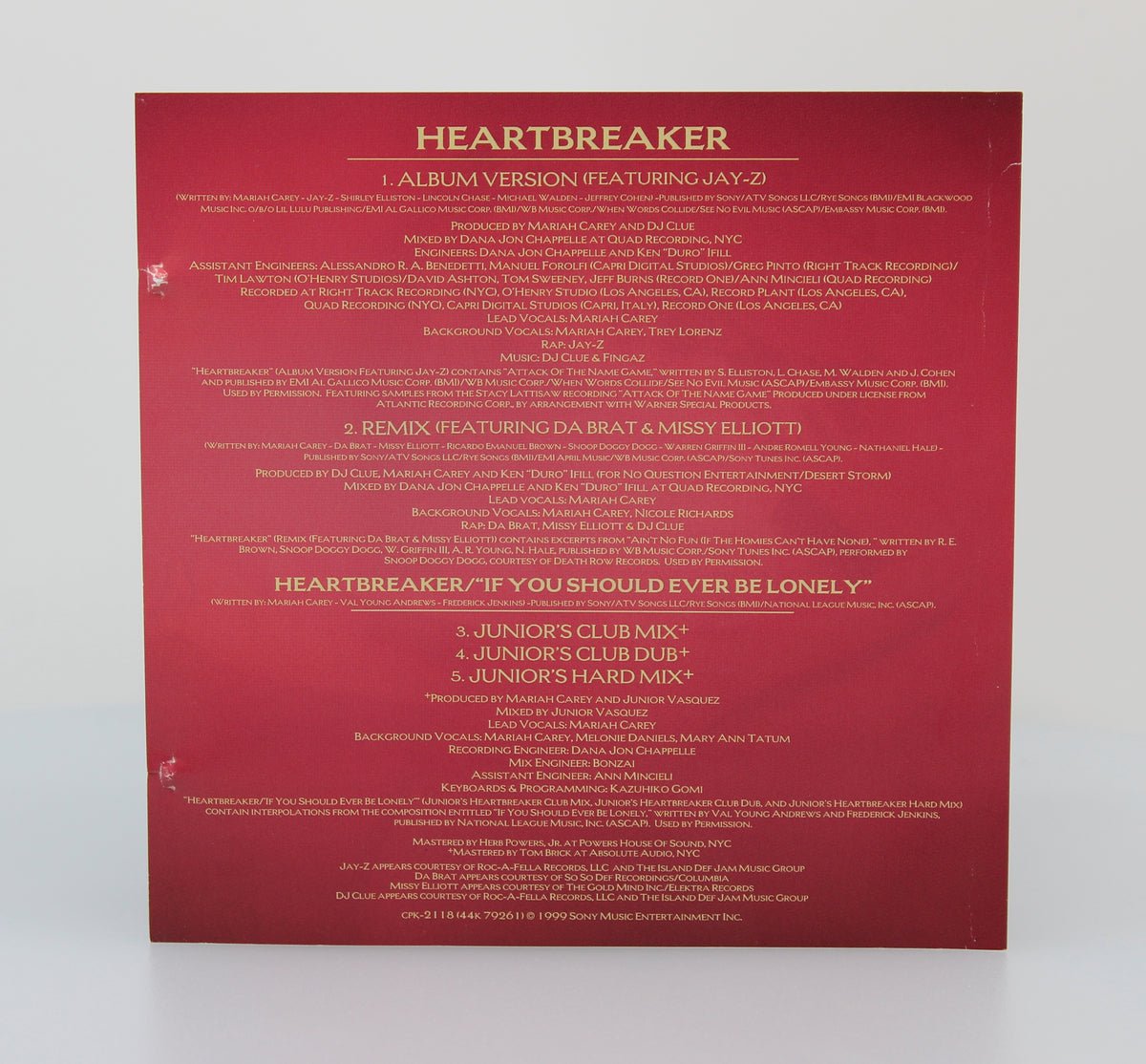 Mariah – Heartbreaker, CD, Maxi-Single, South Korea 1999 (CD 607)