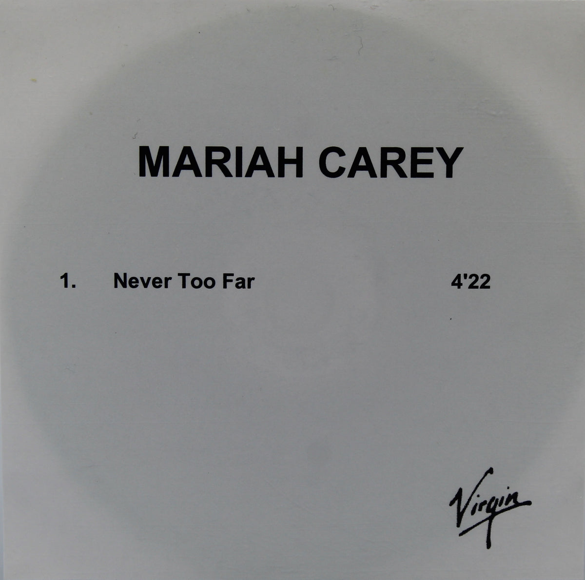 Mariah Carey ‎– Never Too Far, CDr Single PROMO, Europe 2001