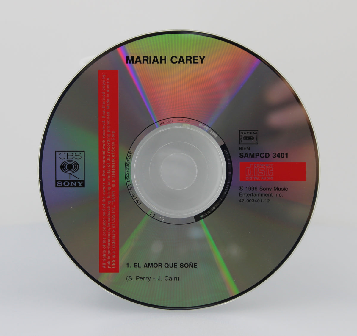 Mariah Carey – El Amor Que Soñé (Open Arms), CD Single, Spain 1996 (CD 612)