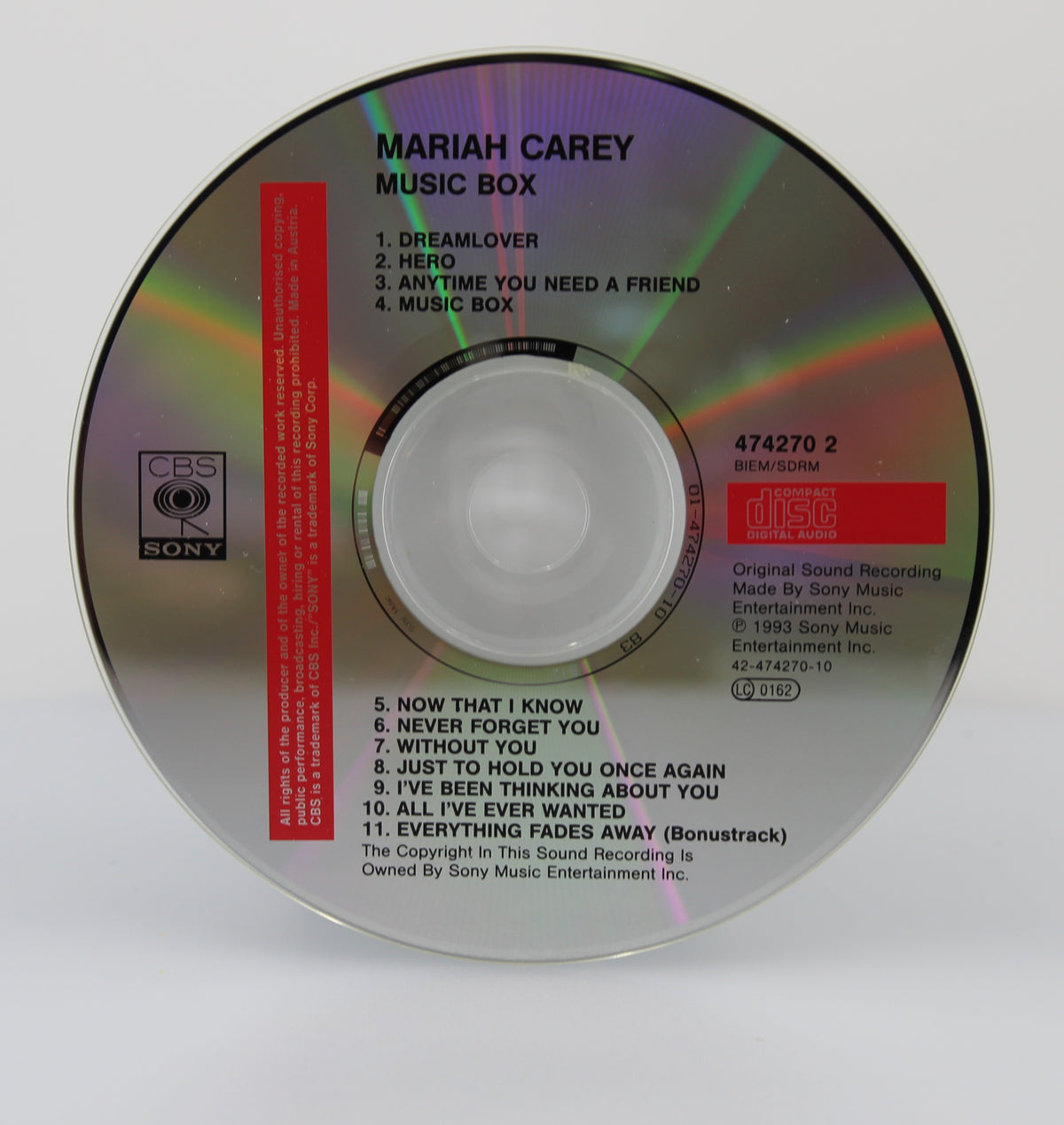 Mariah Carey – Music Box, CD Album + CD Single Special Edition, Spain 1995 (CD 616)
