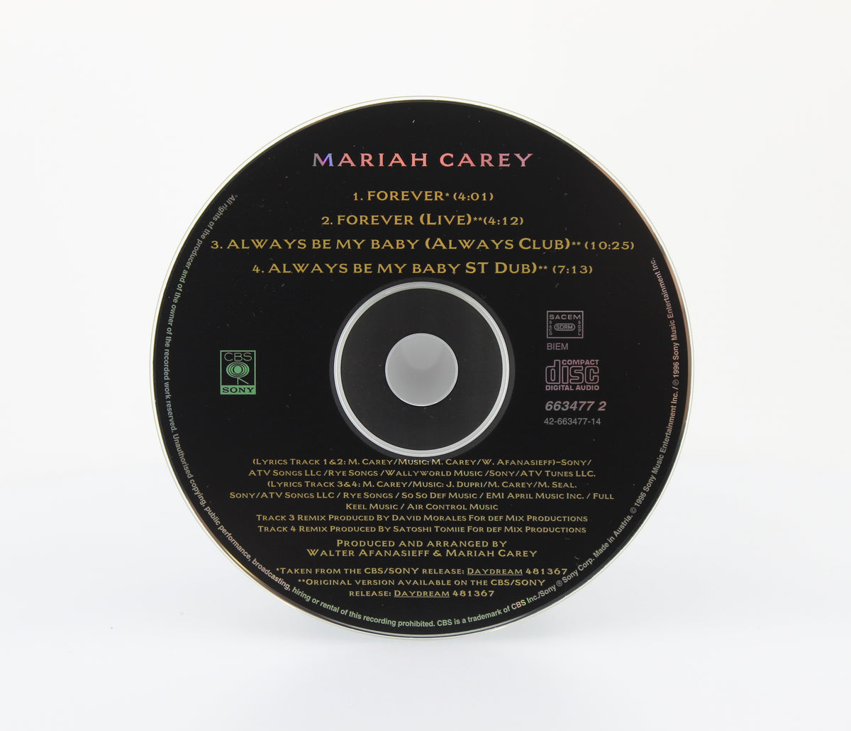 Mariah Carey, Forever, CD Maxi Single, Spain 1996 (CD 646)