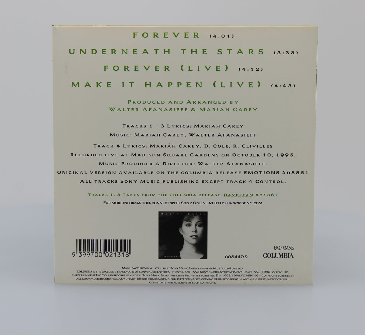 Mariah Carey, Forever, CD Single, Australia 1996 (CD 649)