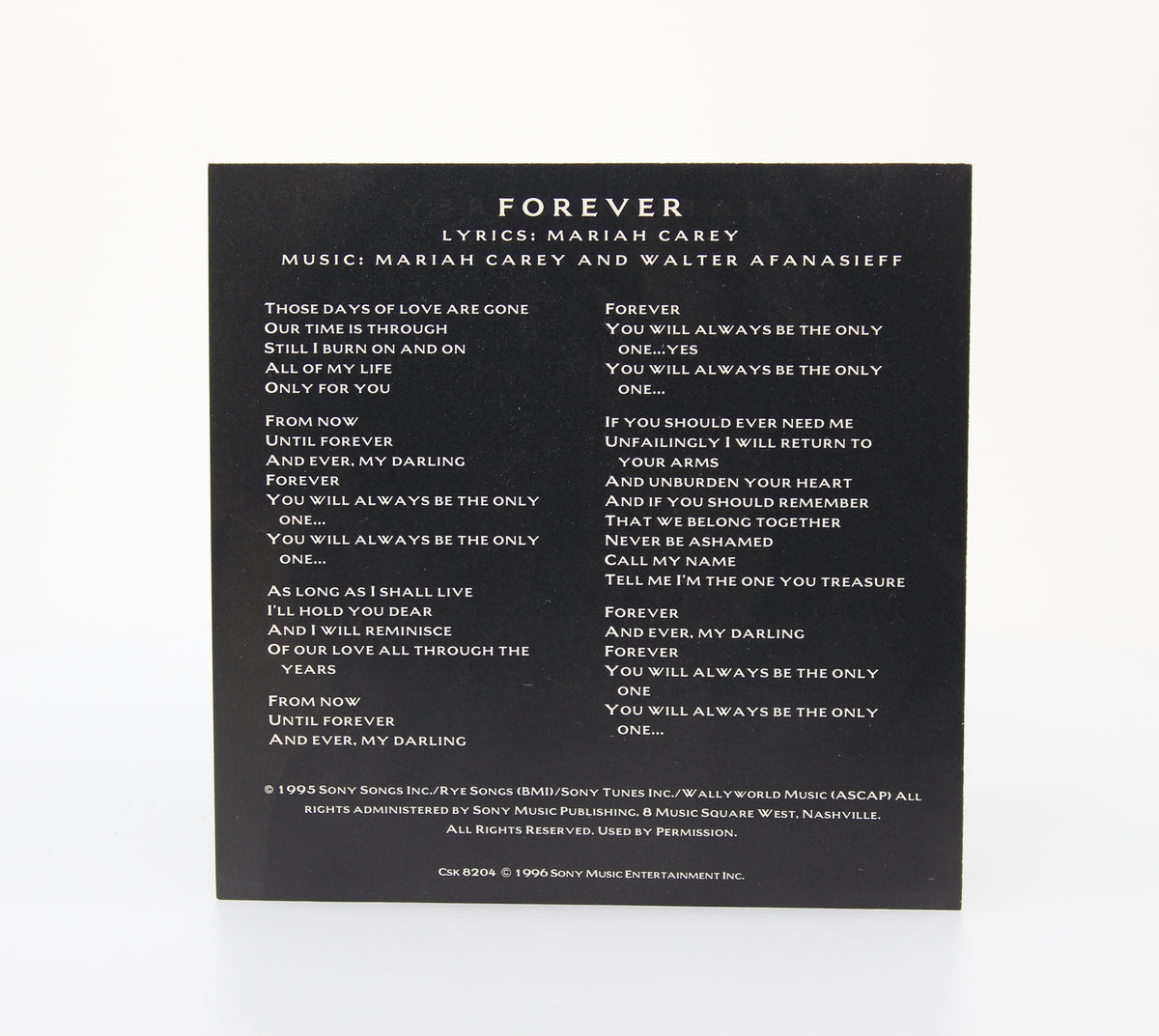 Mariah Carey, Forever, CD Single Promo, US 1996 (CD 650)