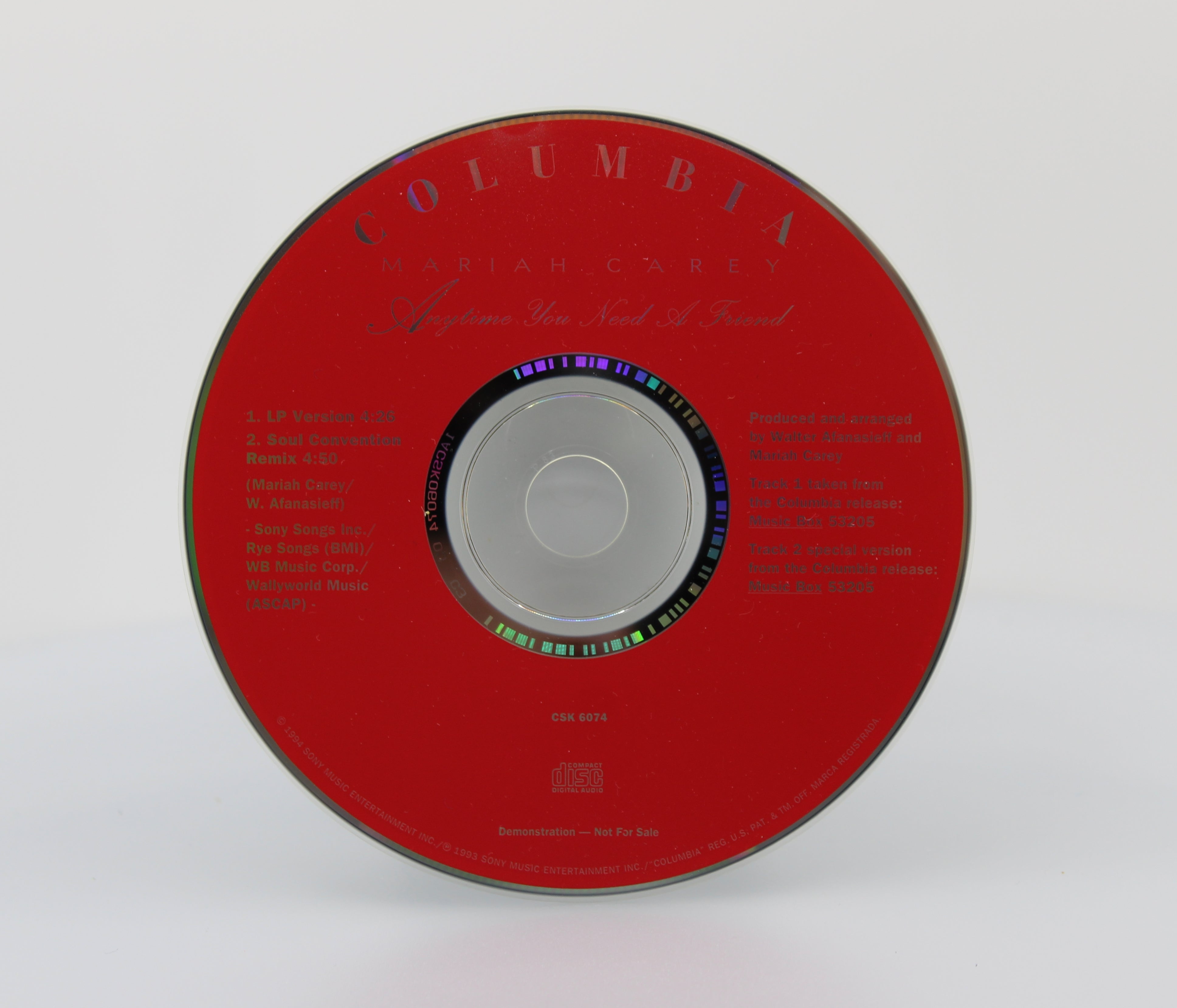 Mariah Carey, Anytime You Need A Friend, CD Single Promo, US
