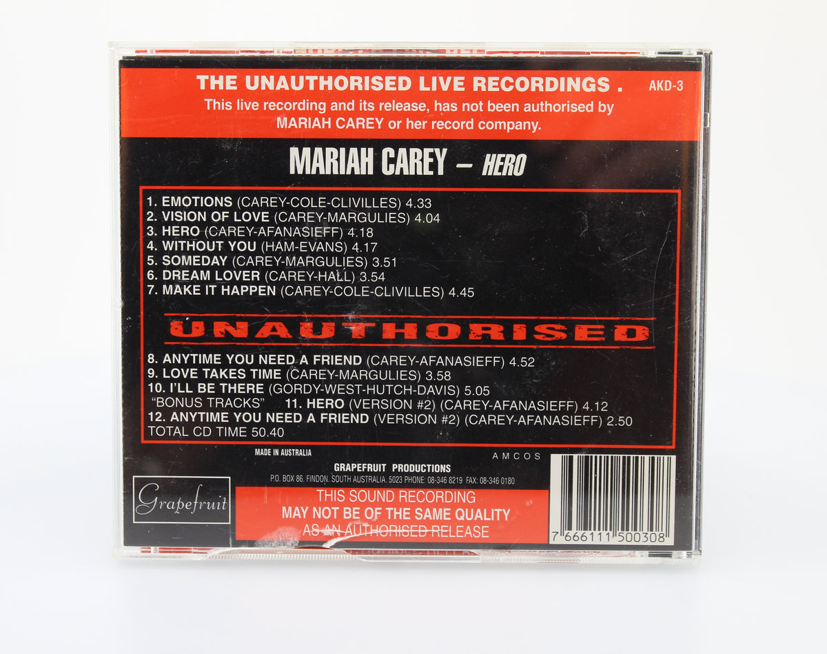 Mariah Carey, Hero, CD, Album, Unofficial Release, Australia 1995 (CD 669)