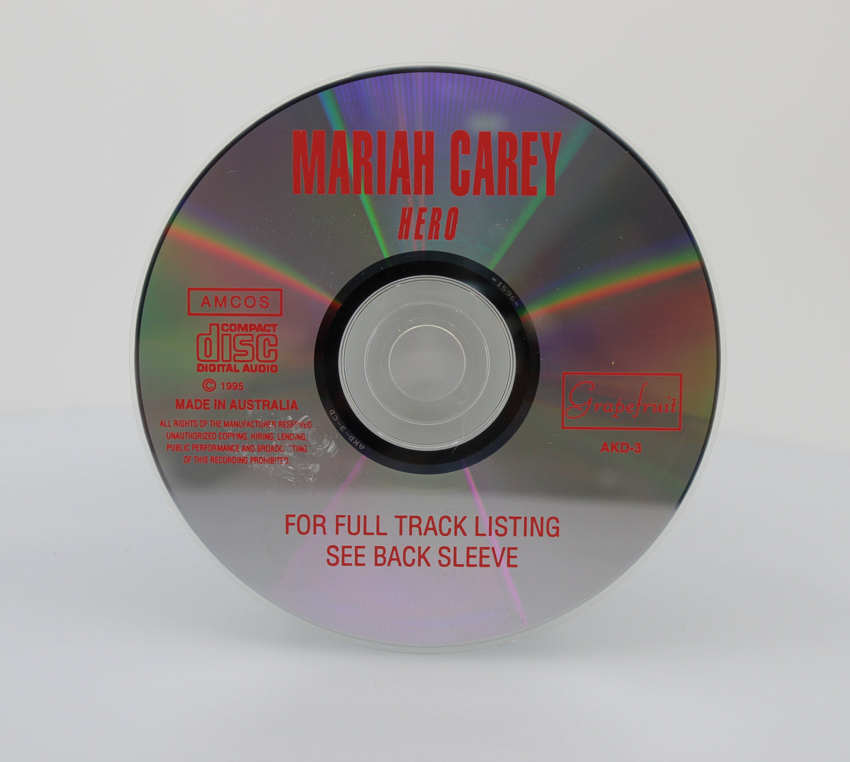 Mariah Carey, Hero, CD, Album, Unofficial Release, Australia 1995 (CD 669)