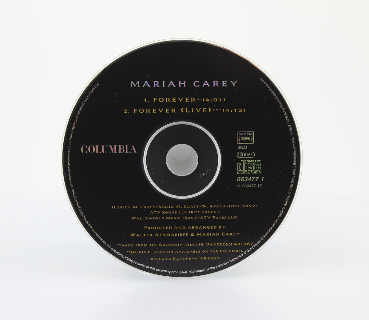 Mariah Carey, Forever, CD Single Promo, Europe 1996 (CD 681)