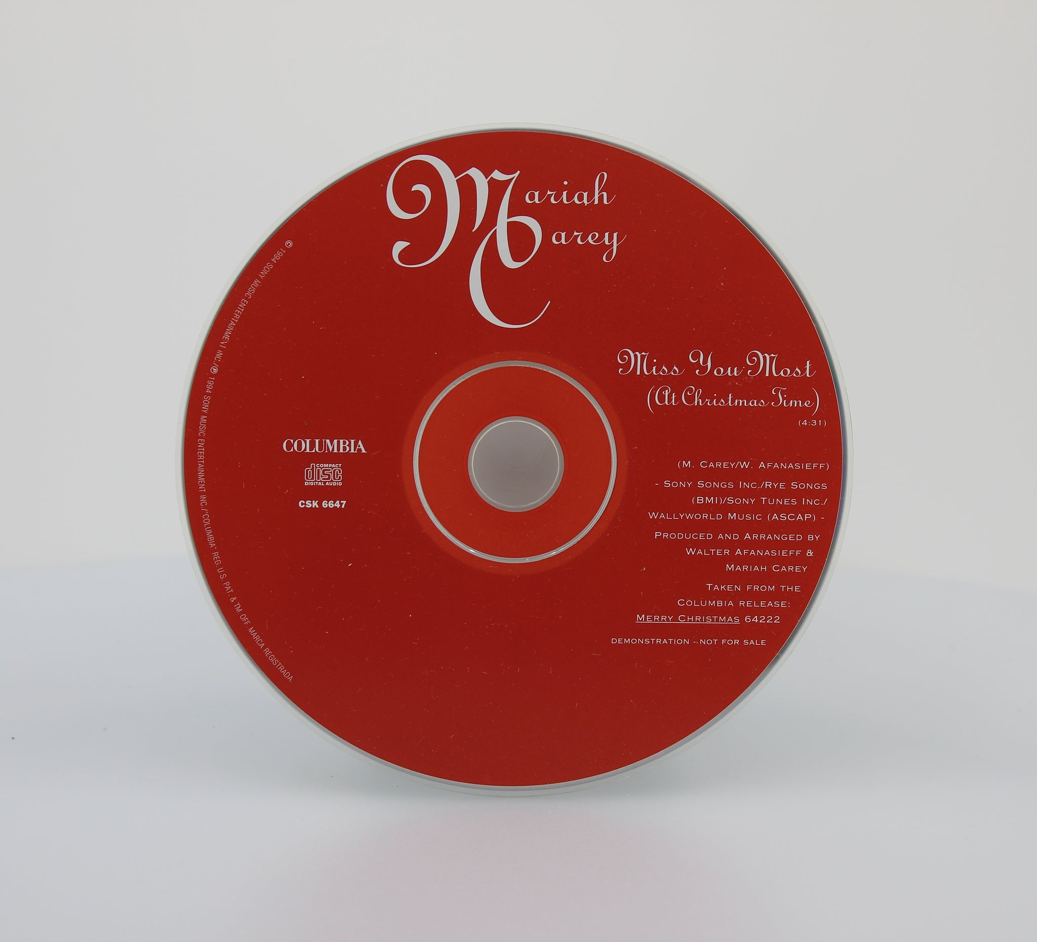 Mariah Carey ‎– Miss You Most (At Christmas Time), CD Single Promo 
